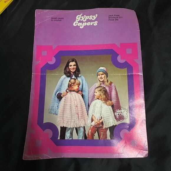 Vintage 1970s Jack Frost Crochet Cape and Hat Patterns - - Picture 2 of 6